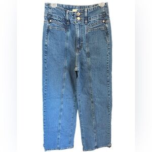 High-Rise Front-Seam Blue Jeans